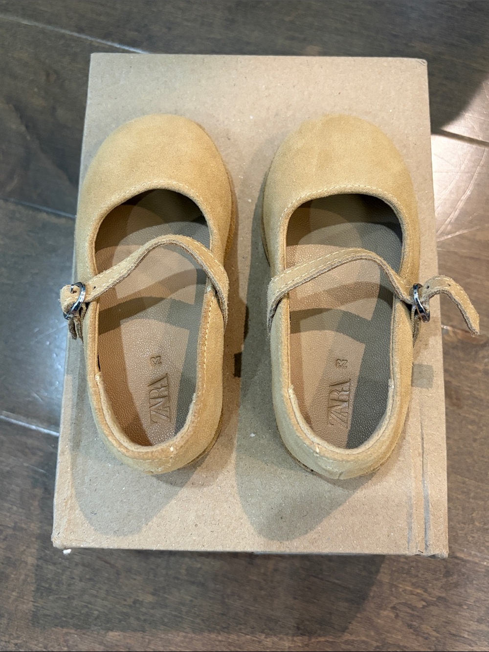 ZARA Kids Tan Suede Mary Jane Flats - Size 23
